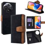 For TCL 60R 5G Color Stitching Skin Feel Leather RFID Blocking Phone Case(Black)