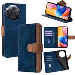 For TCL 60R 5G Color Stitching Skin Feel Leather RFID Blocking Phone Case(Blue)