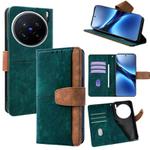 For vivo X200 Pro Color Stitching Skin Feel Leather RFID Blocking Phone Case(Green)