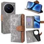 For vivo X200 Pro Color Stitching Skin Feel Leather RFID Blocking Phone Case(Grey)