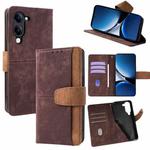 For vivo Y29s 5G / Y04 4G Global Color Stitching Skin Feel Leather RFID Blocking Phone Case(Brown)