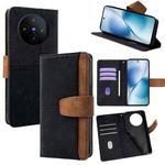 For vivo X200s 5G Color Stitching Skin Feel Leather RFID Blocking Phone Case(Black)