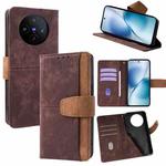 For vivo X200s 5G Color Stitching Skin Feel Leather RFID Blocking Phone Case(Brown)