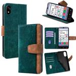 For ZTE Kantan Sumaho 4 A402ZT Color Stitching Skin Feel Leather RFID Blocking Phone Case(Green)