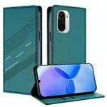 For Redmi K40 Embossed Multi-functional Wallet Retro Leather Phone Case(Dark Green)