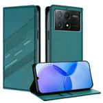 For Redmi K70E Embossed Multi-functional Wallet Retro Leather Phone Case(Dark Green)
