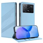 For Redmi K70E Embossed Multi-functional Wallet Retro Leather Phone Case(Light Blue)