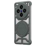 For vivo X200 Hollow Carbon Fiber Rotating Bracket MagSafe Phone Case(Grey)