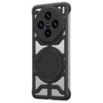 For vivo X200 Hollow Carbon Fiber Rotating Bracket MagSafe Phone Case(Black)