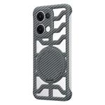 For OPPO Reno13 Global Hollow Carbon Fiber Rotating Bracket MagSafe Phone Case(Grey)