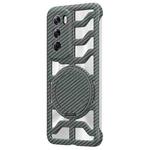 For OPPO Reno12 Global Hollow Carbon Fiber Rotating Bracket MagSafe Phone Case(Grey)