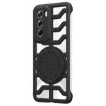 For OPPO Reno12 Global Hollow Carbon Fiber Rotating Bracket MagSafe Phone Case(Black)
