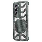 For OPPO Reno12 Pro Global Hollow Carbon Fiber Rotating Bracket MagSafe Phone Case(Grey)