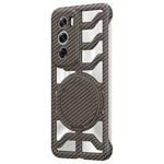 For OPPO Reno12 Pro Global Hollow Carbon Fiber Rotating Bracket MagSafe Phone Case(Gold)