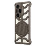 For Honor 300 Pro / 300 Ultra Hollow Carbon Fiber Rotating Bracket MagSafe Phone Case(Gold)