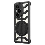 For Honor 300 Pro / 300 Ultra Hollow Carbon Fiber Rotating Bracket MagSafe Phone Case(Black)