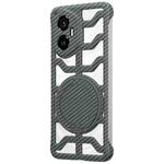 For Honor 300 Hollow Carbon Fiber Rotating Bracket MagSafe Phone Case(Grey)