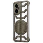 For Honor 300 Hollow Carbon Fiber Rotating Bracket MagSafe Phone Case(Gold)