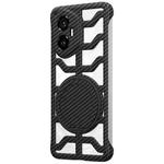 For Honor 300 Hollow Carbon Fiber Rotating Bracket MagSafe Phone Case(Black)