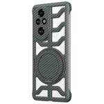 For Honor 200 Pro Hollow Carbon Fiber Rotating Bracket MagSafe Phone Case(Grey)