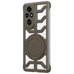 For Honor 200 Pro Hollow Carbon Fiber Rotating Bracket MagSafe Phone Case(Gold)