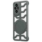 For Honor 200 Hollow Carbon Fiber Rotating Bracket MagSafe Phone Case(Grey)