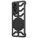 For Honor 200 Hollow Carbon Fiber Rotating Bracket MagSafe Phone Case(Black)