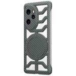 For Honor 100 Pro Hollow Carbon Fiber Rotating Bracket MagSafe Phone Case(Grey)
