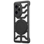 For Honor 100 Pro Hollow Carbon Fiber Rotating Bracket MagSafe Phone Case(Black)