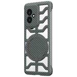 For Honor 100 Hollow Carbon Fiber Rotating Bracket MagSafe Phone Case(Grey)