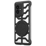 For Honor 100 Hollow Carbon Fiber Rotating Bracket MagSafe Phone Case(Black)