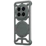 For Honor Magic7 Pro Hollow Carbon Fiber Rotating Bracket MagSafe Phone Case(Grey)