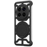 For Honor Magic7 Pro Hollow Carbon Fiber Rotating Bracket MagSafe Phone Case(Black)