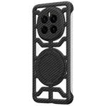 For Honor Magic7 Hollow Carbon Fiber Rotating Bracket MagSafe Phone Case(Black)