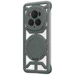 For Honor Magic6 Pro Hollow Carbon Fiber Rotating Bracket MagSafe Phone Case(Grey)