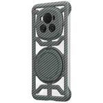 For Honor Magic6 Hollow Carbon Fiber Rotating Bracket MagSafe Phone Case(Grey)
