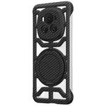For Honor Magic6 Hollow Carbon Fiber Rotating Bracket MagSafe Phone Case(Black)