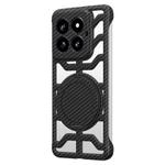 For Xiaomi 14 Pro Hollow Carbon Fiber Rotating Bracket MagSafe Phone Case(Black)