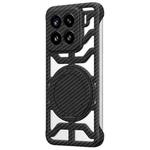 For Xiaomi 15 Hollow Carbon Fiber Rotating Bracket MagSafe Phone Case(Black)