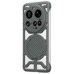 For Xiaomi 15 Ultra Hollow Carbon Fiber Rotating Bracket MagSafe Phone Case(Grey)