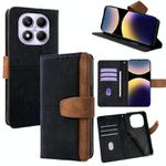 For Redmi Note 14 Pro 5G / 14 Pro+ Color Stitching Skin Feel Leather RFID Blocking Phone Case(Black)