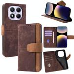 For Redmi Note 14 Pro 5G / 14 Pro+ Color Stitching Skin Feel Leather RFID Blocking Phone Case(Brown)