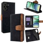 For Redmi A5 4G 171.7mm Color Stitching Skin Feel Leather RFID Blocking Phone Case(Black)