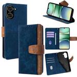 For Redmi A5 4G 171.7mm Color Stitching Skin Feel Leather RFID Blocking Phone Case(Blue)