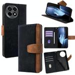 For OnePlus Ace 5 / 5 Pro Color Stitching Skin Feel Leather RFID Blocking Phone Case(Black)