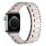 For Apple Watch 42mm / 41mm / 40mm / 38mm I-shaped Three-piece Leather Magnetic Watch Band(Starlight)