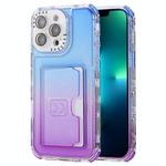 For iPhone 13 Pro Max Gradient Color TPU + PC Card Slot Full Coverage Phone Case(Blue Purple)