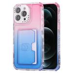 For iPhone 12 Pro Max Gradient Color TPU + PC Card Slot Full Coverage Phone Case(Pink Blue)