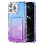 For iPhone 12 Pro Max Gradient Color TPU + PC Card Slot Full Coverage Phone Case(Blue Purple)