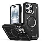 For iPhone 15 Pro Max MagSafe PC Phone Case with Lens Holder(Black)
